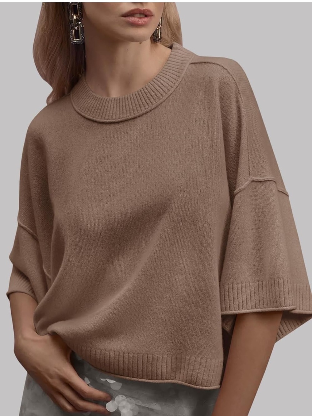 Oversized Short-Sleeve Sweater - Picture 2 of 9